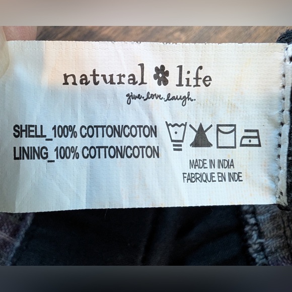 Natural Life Dakota Tie Plaid Wide Leg Gauzy Overalls in Grey Plaid Size Small - Picture 8 of 11